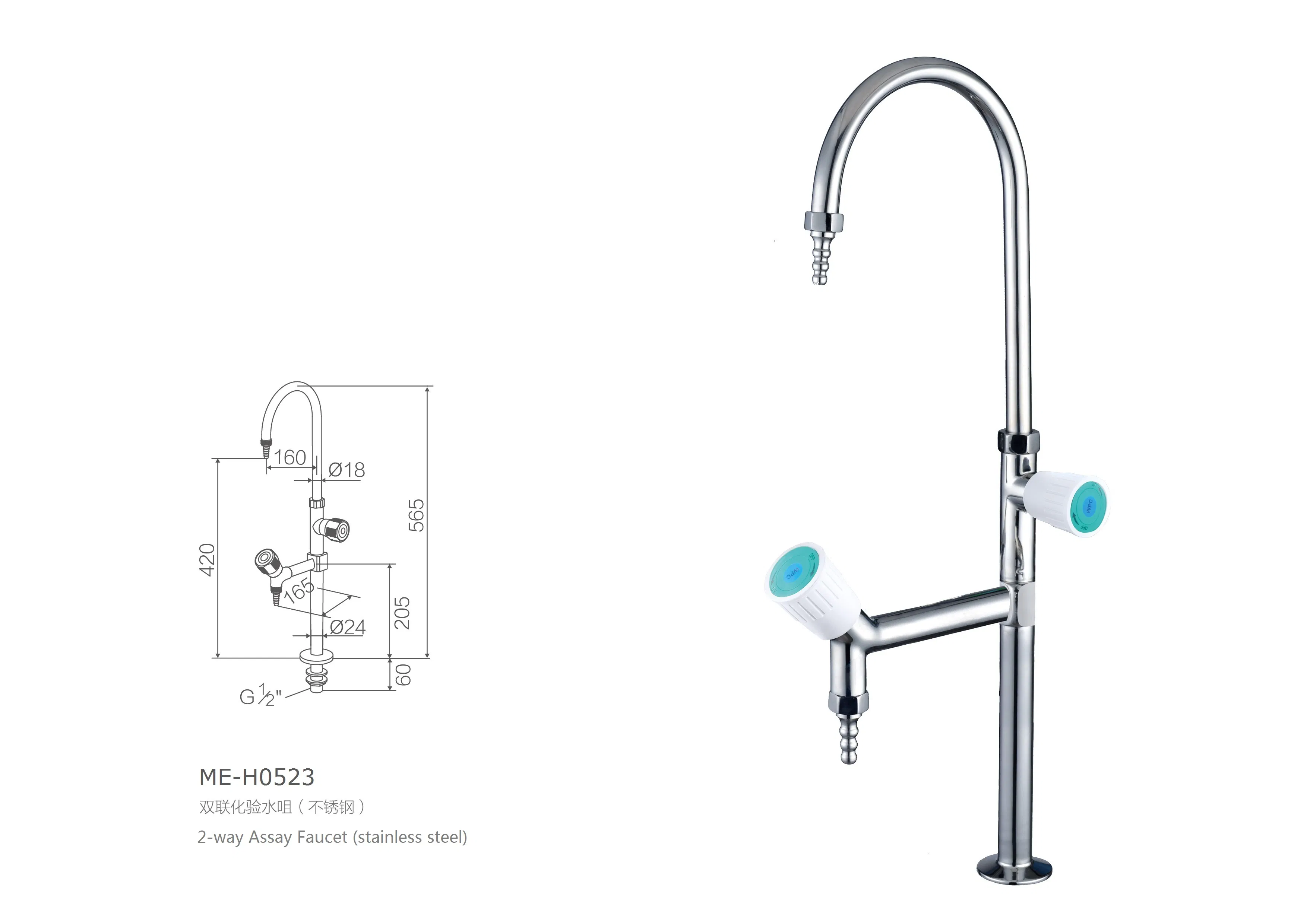 Laboratory Bench-Mounted 2-Way Hot & Cold Water Faucet