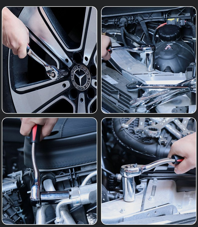 Гаечный ключ трещоточный 1/2 дюйма, 72 зуба, хром