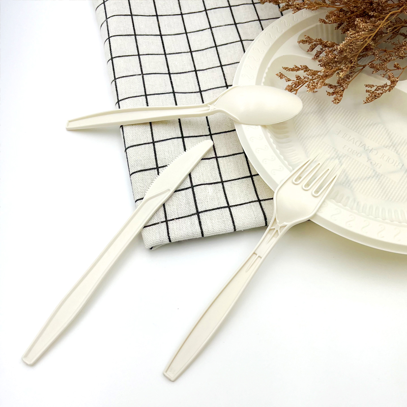 Party Utensils Food Grade Disposable Spoons and Knives Flatware 7" Cornstarch Cutlery
