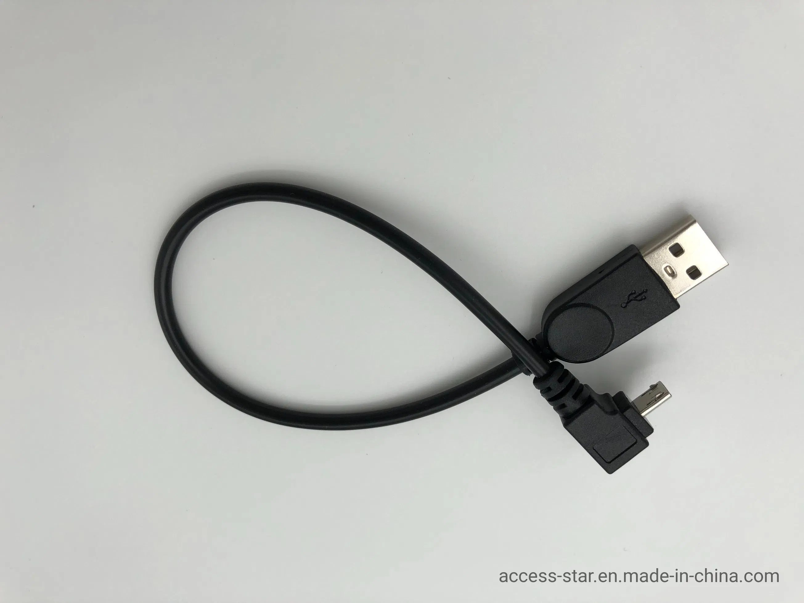 USB-кабель 0.4 м, черный, USB-A на Type-C, 90 градусов