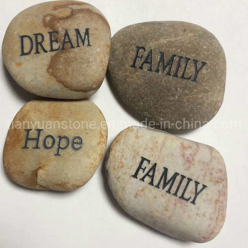 Engraved Letter Pebbles Natural Flat Polished River Pebble Stones
