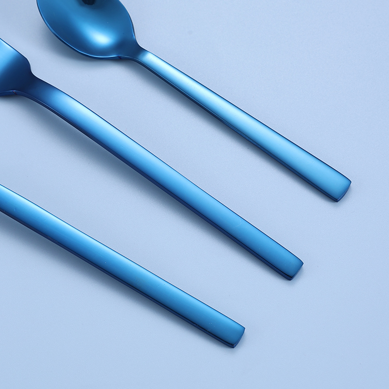 Custom Blue High Grade Stainless Steel Spoon and Fork