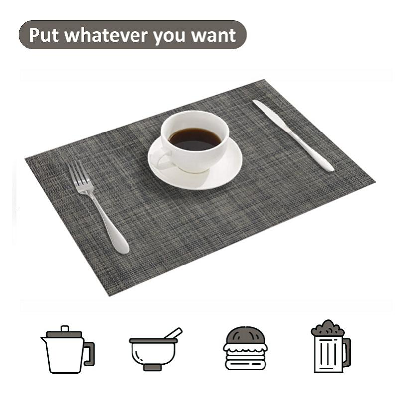Rectangle Washable Non Slip Polyester Woven Vinyl Place Mats Table