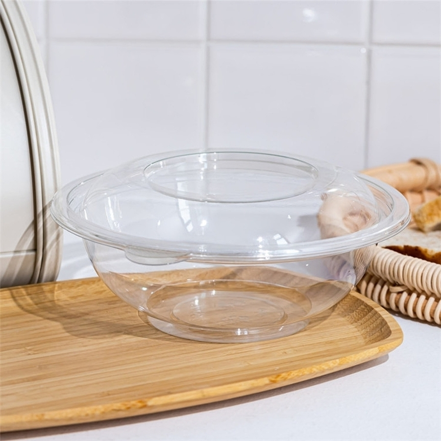 Food-Grade Safe 24oz 750ml Volume Disposable Plastic Round Fruit Salad Bowl
