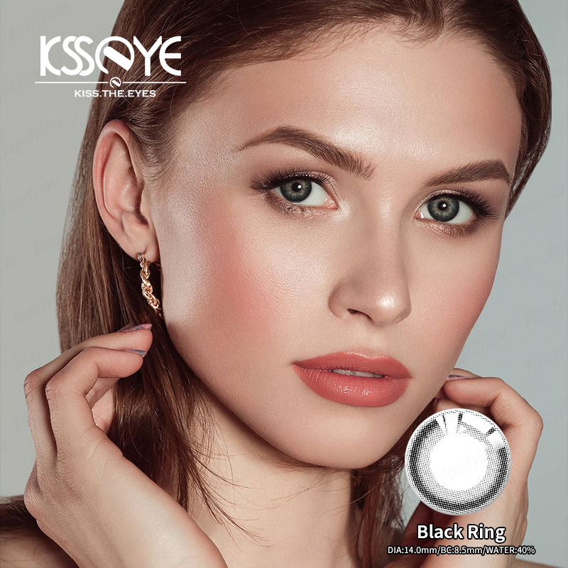 Ksseye Glutinous Dolly Black Circle Lenses Contacts Wholesale Soft Colored Contacts Circle Color Eye Contact Lenses for Big Eyes Contact Lenses