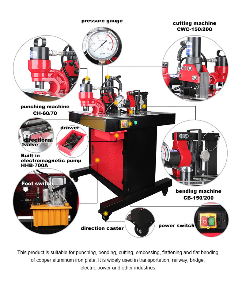 Emeads Combination 2 Busbar Processor for Bending Punching Cutting Tool