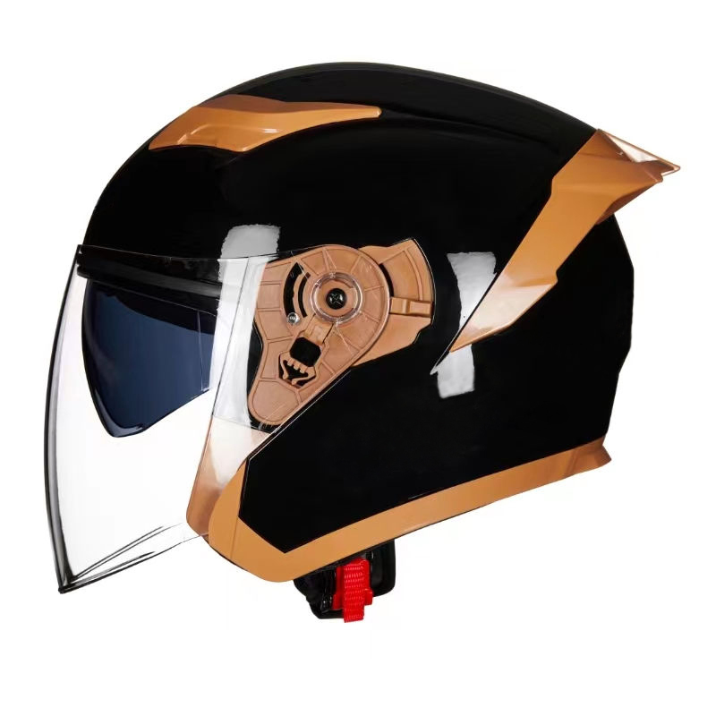 DOT Open Face Motorcycle Helmet with Dual Visor and Washable Liner