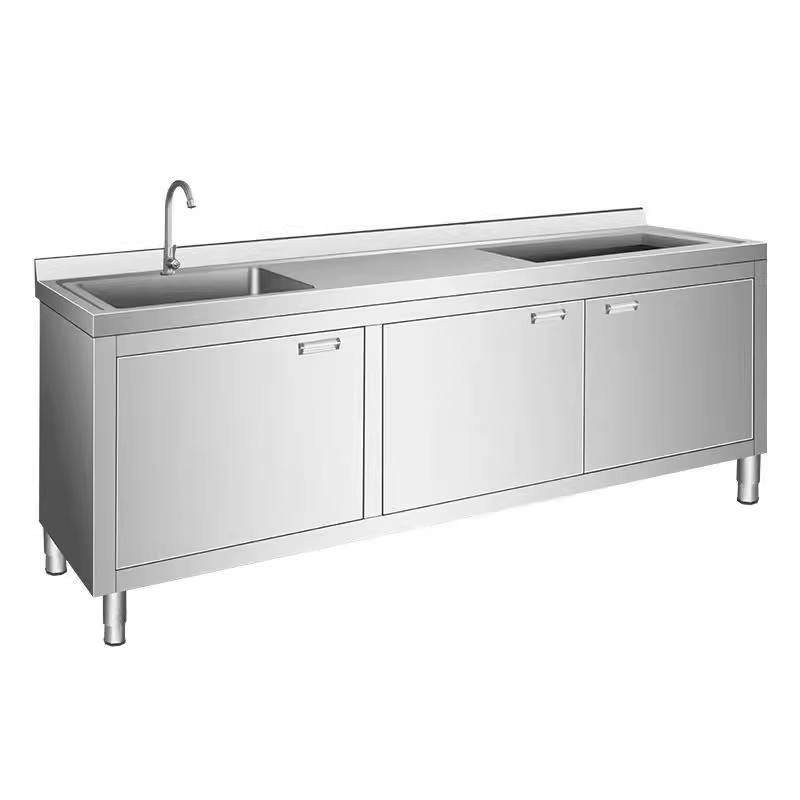 Professional Commercial Stainless Steel Cleaning Sink Cabinet with Worktop