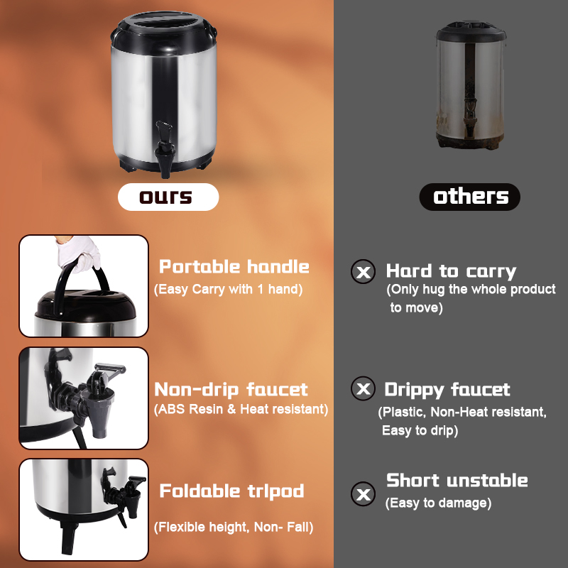 Daosheng Fast Shipping Best Quality 8/10/12L Stainless Steel 304 Thermos Bucket Coffee Milk Tea Bucket Barrel