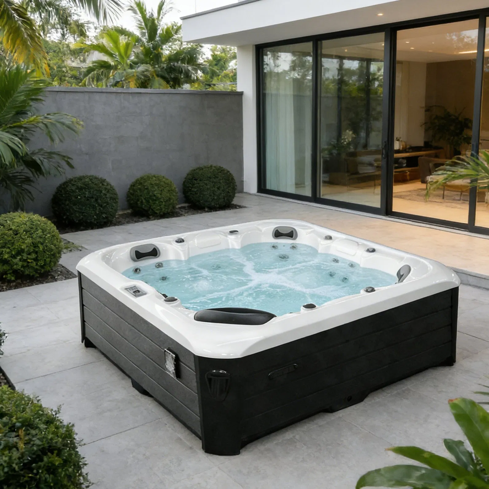 Sunrans Luxury Outdoor Hot Tub 6 People Hydro Massage SPA Tub with 49PCS Powerful Jets