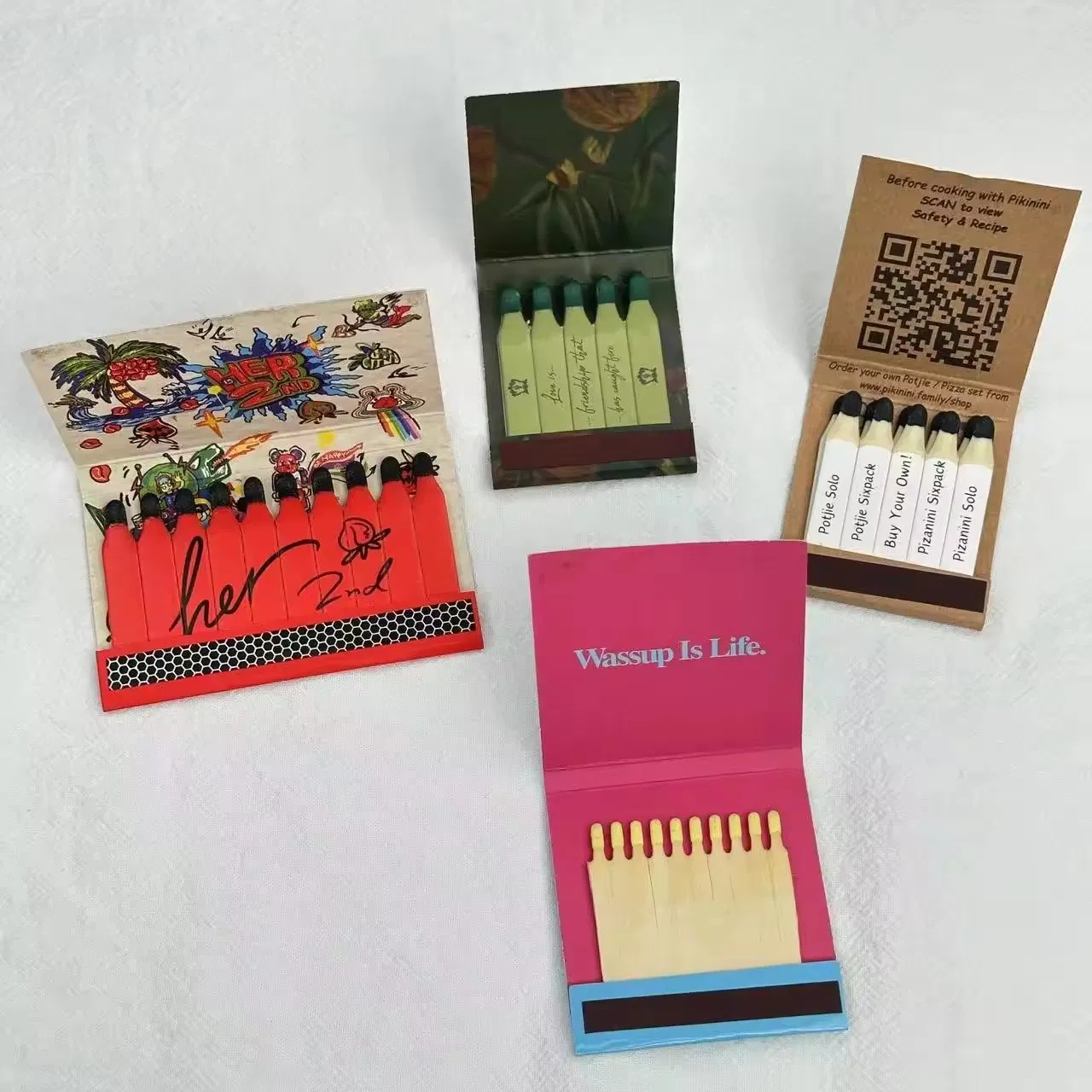 Ins Style Customized Size Design for Matchbooks Logo Full-Color Printing Household Cigar Matches Vintage Matchbooks