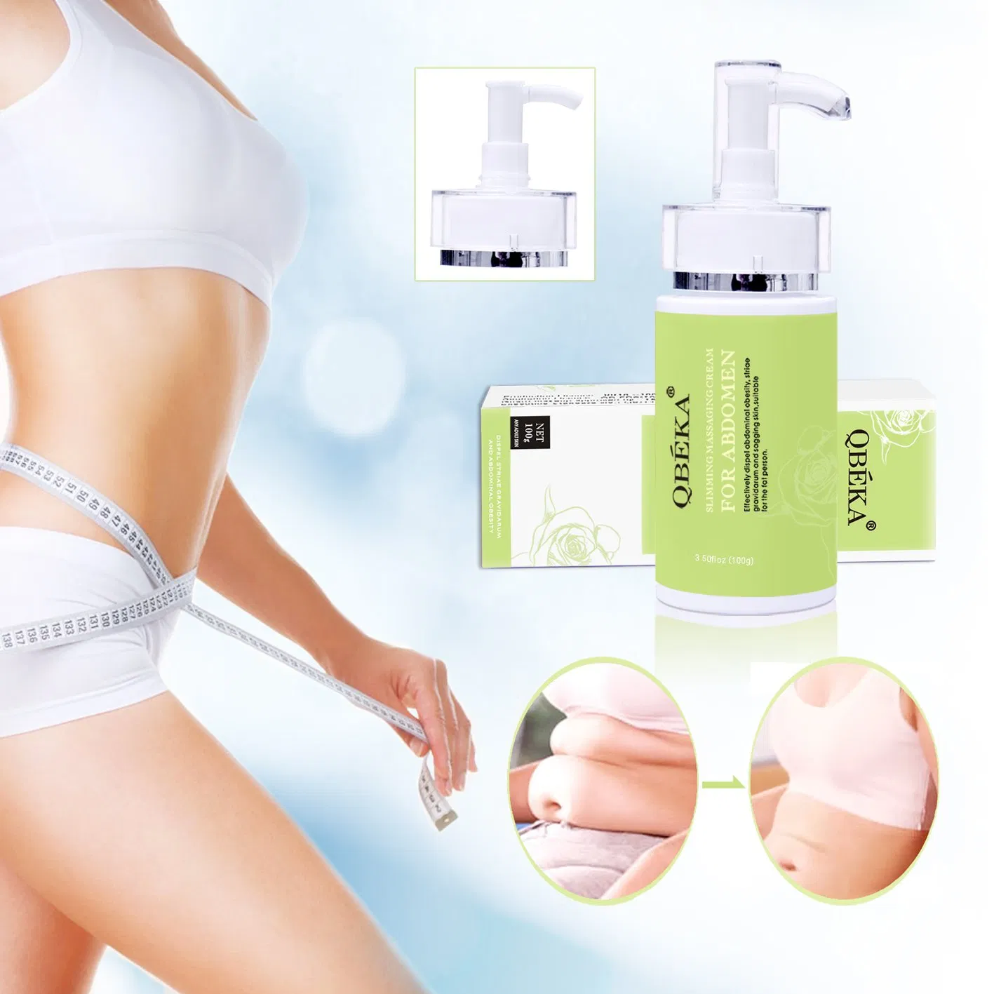 OEM Available Natural Organic Qbeka Top Grade Popular Slimming Massaging Cream for Abdomen Fat Burning Cream Slimming Cream