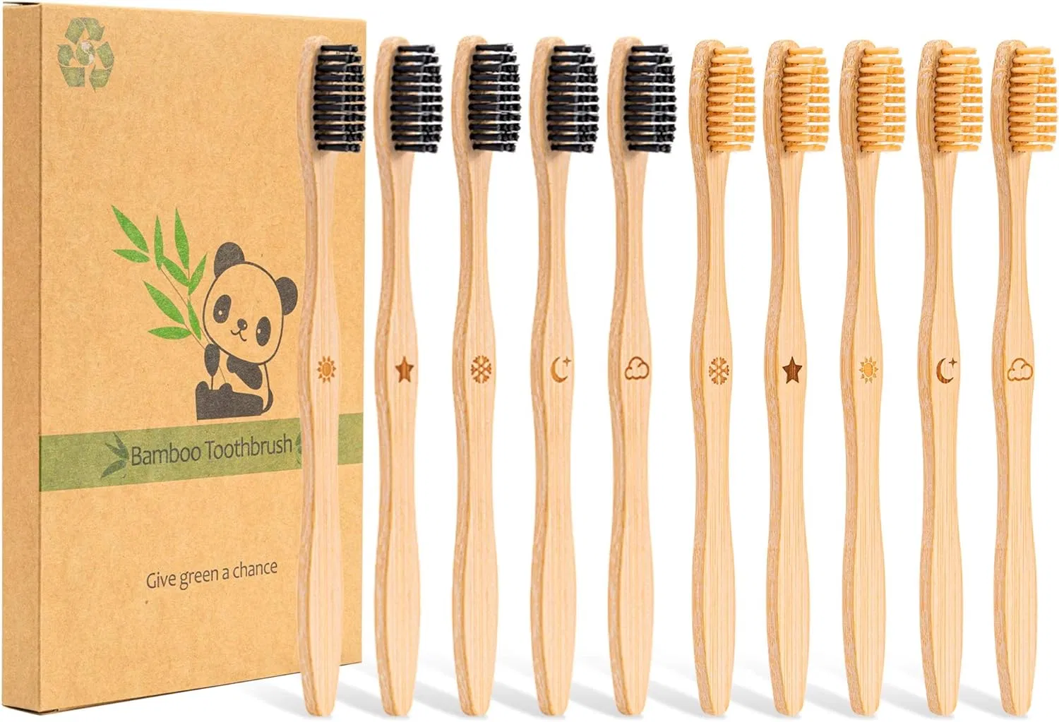 Compostable Soft Bristles Bamboo Toothbrush Natural Bamboo Charcoal Toothbrushes