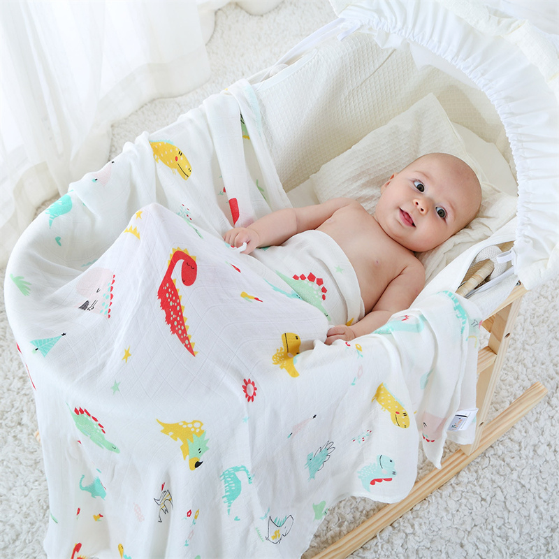 2022 Summer Rainbow Organic Bamboo Cotton Baby Muslin Swaddle Boho Newborn Infant Wraps Blanket Swaddle