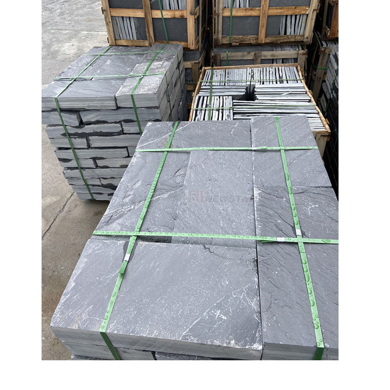 Natural Black Slate Roof Tiles Wholesale Price Landscape Stone Slate Tiles Stone Veneer Panels Outdoor Wall Natural Cut Finish Slate