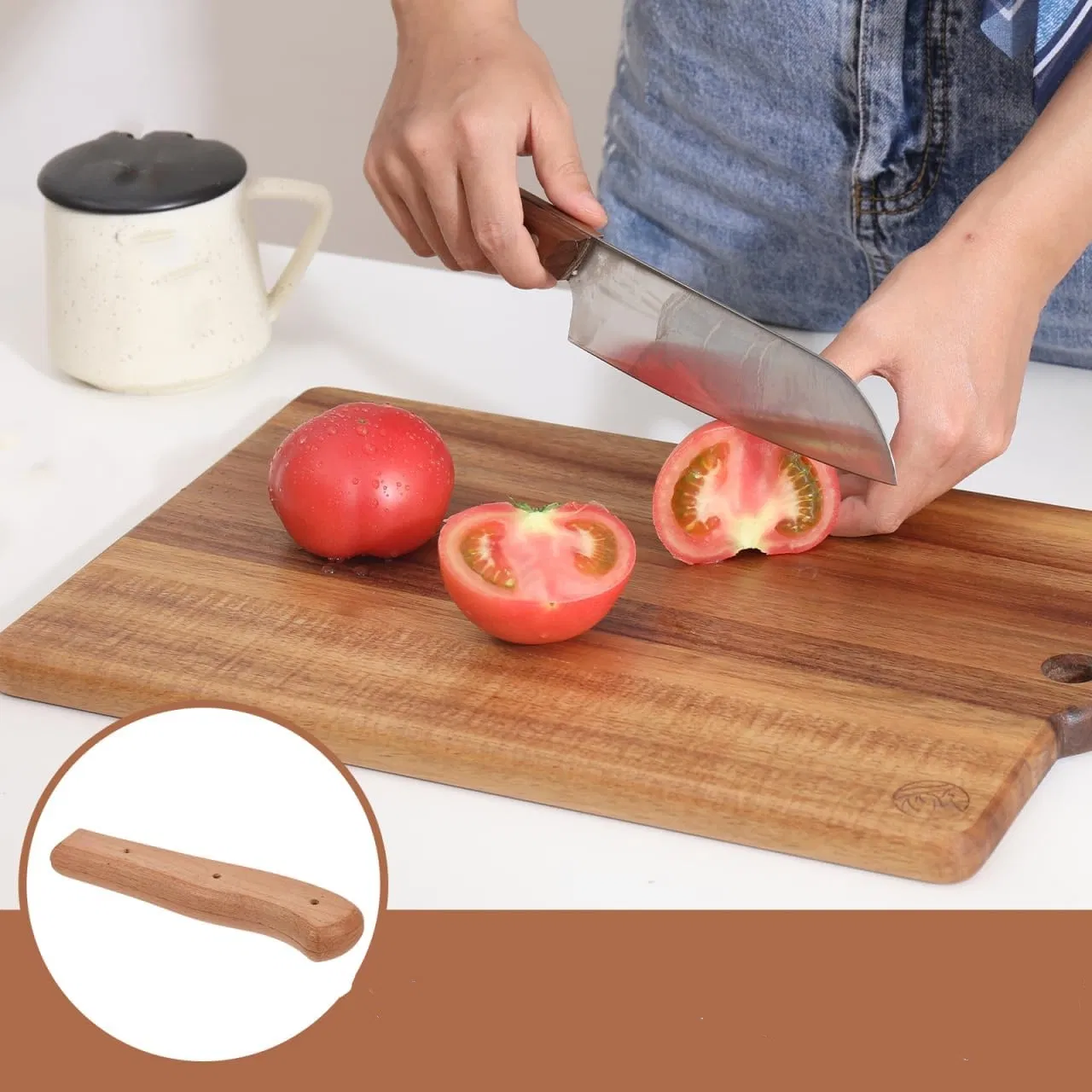 True Wood Handle Grip Method Straight Handle Hardwood Kitchen Knives