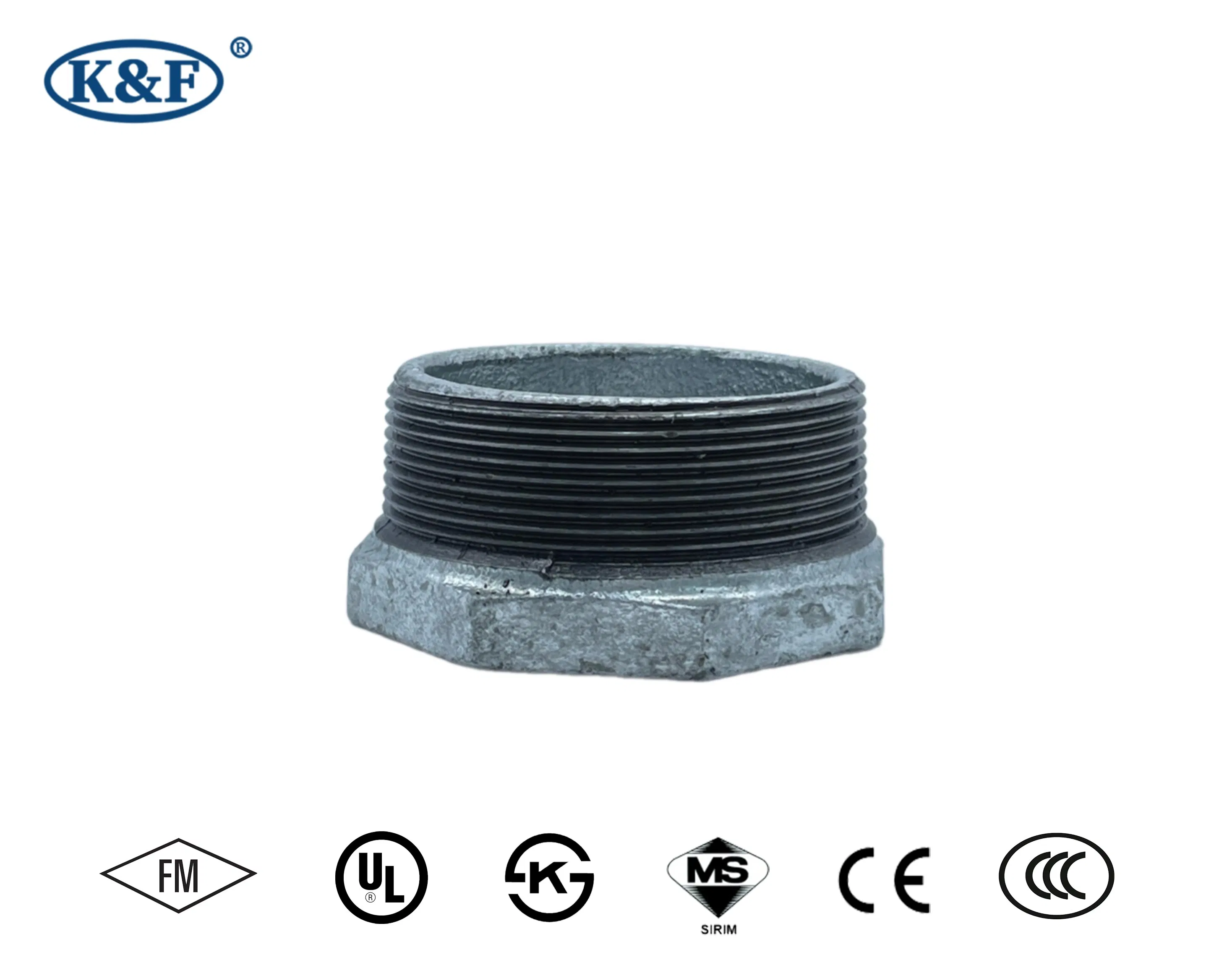 Kanaifu NPT BSPT Malleable Iron Galvanized Gi Iron Pipe Fitting Bushing UL FM