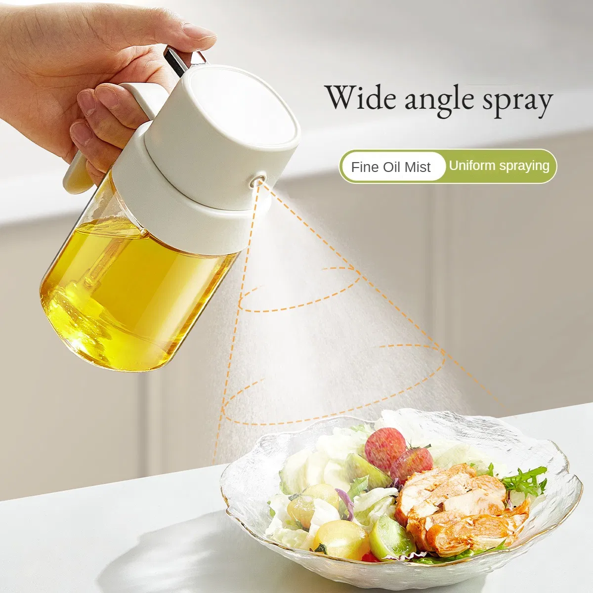 High Quality Glass Kitchen Fogging Household Push-on 200ml Spray Oil Bottle