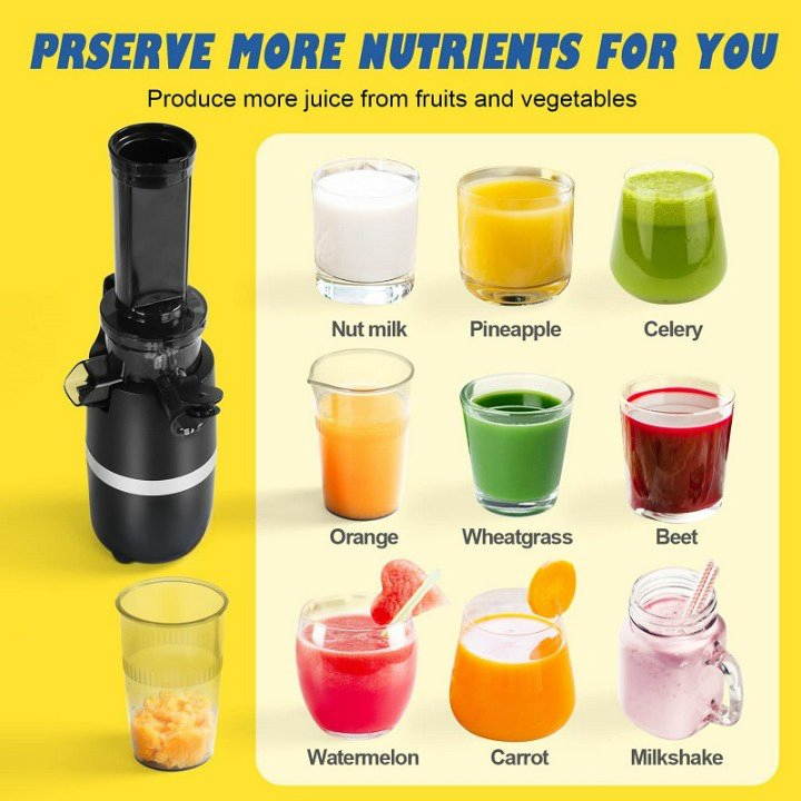 New-Style Home Kitchen Appliance Food Machine Brush and Reverse Function Cold Press Powerful Motor Extractor Masticating Juicer