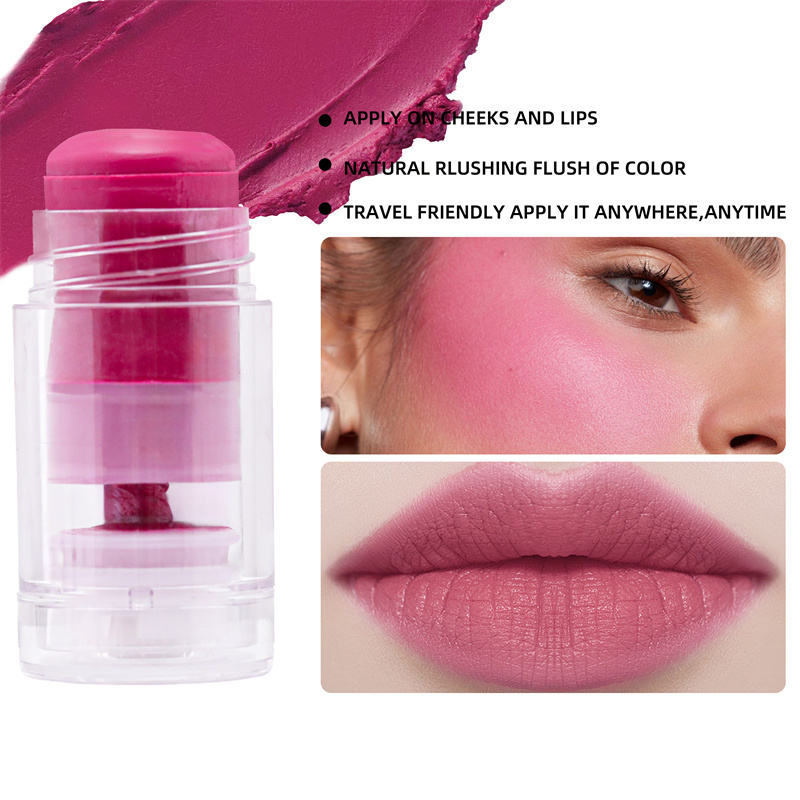 High Pigment Long Lasting Vegan Cheek Monochromatic Multi-Stick Blush for Lip and Check