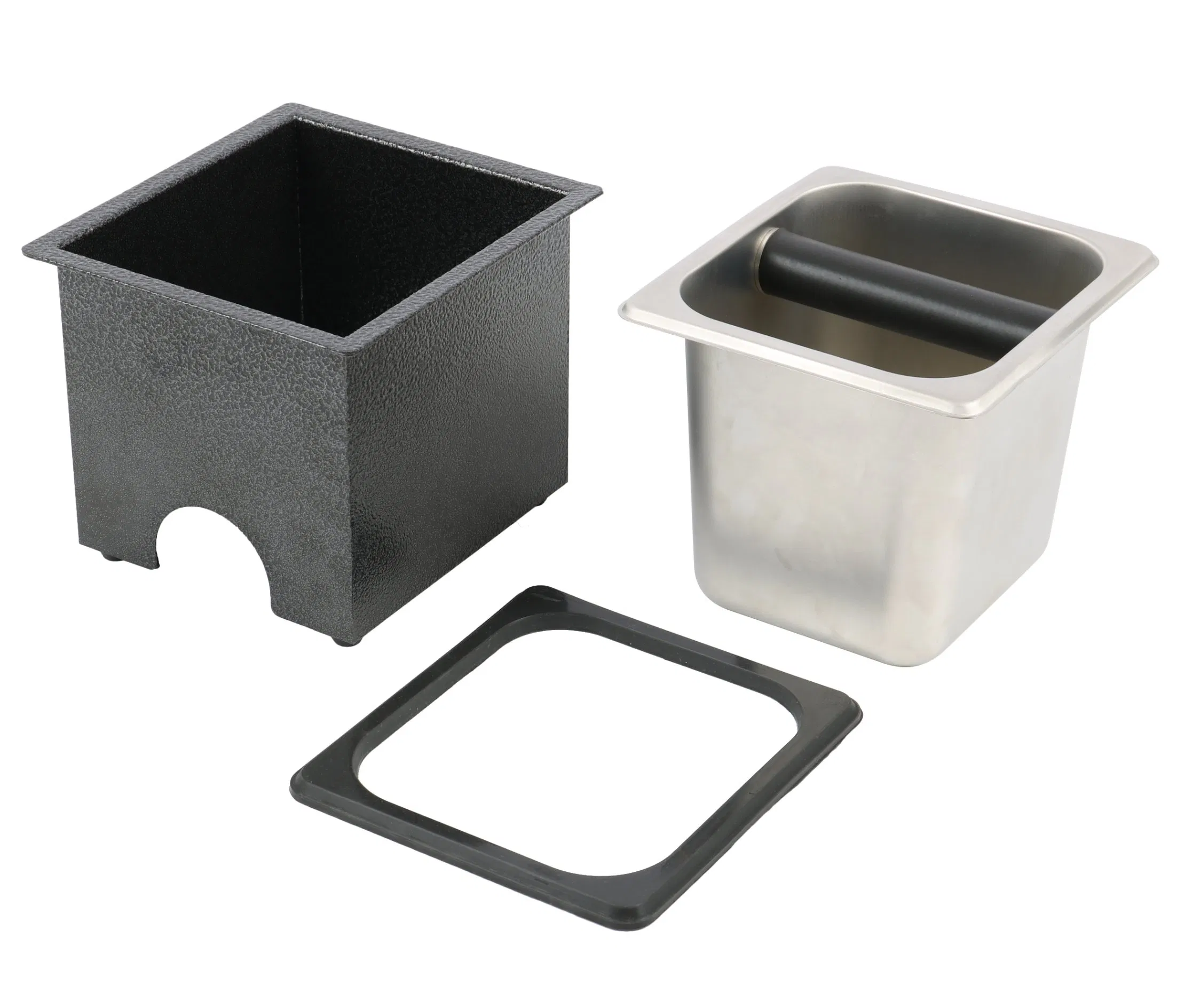 Embedded Coffee Knock Box Household Espresso Portafilter Coffee Grounds Knock Box Black