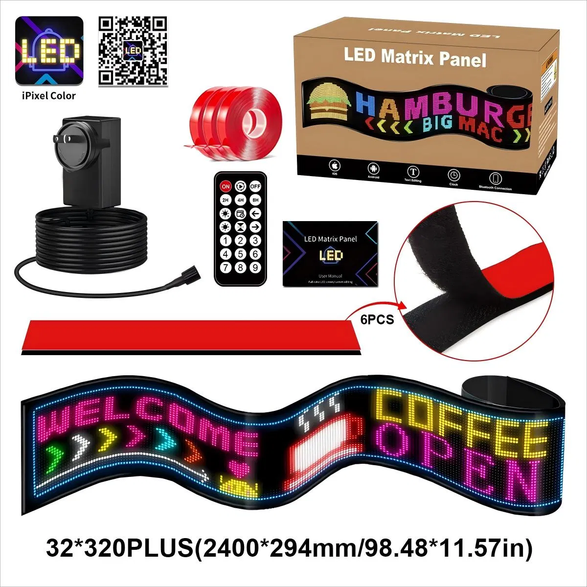 Double Line LED Matrix Display Scrolling Panel 75.59*11.02inch