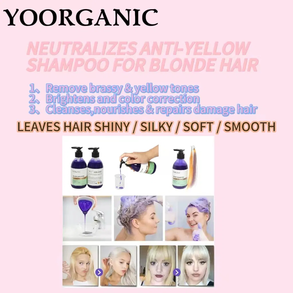 Top Quality Wholesale OEM ODM Private Label Salon Use Repairing Anti-Yellow Shampoo for Blonde Hair