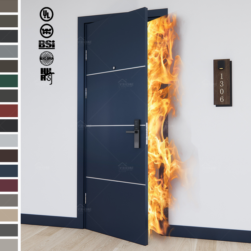 China Top Manufacturer Custom Internal Fire Doors Resort Hotel Room Doors HDF Soundproof Fireproof Fire Rated Fire Wood Doors