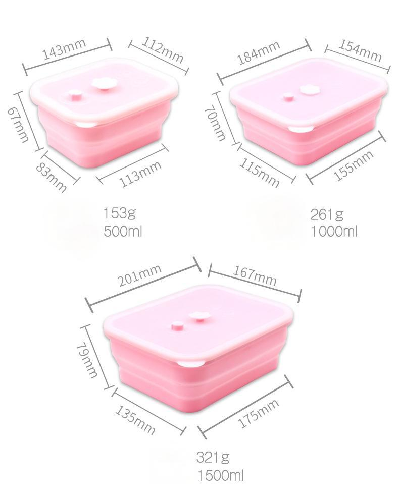 Food Storage Box for Refrigerator and Kitchen, Bento Box, Rectangular Lunch Box That Can Be Heated in Microwave, Silicone Storage Box with Lid