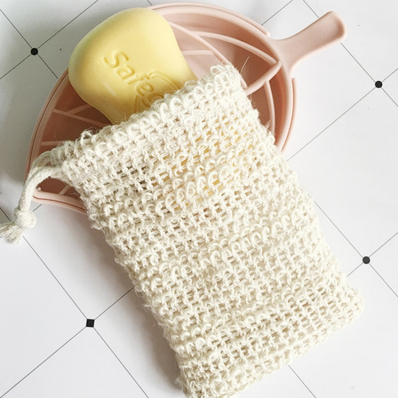 C020 Custom Bathroom Natural Hemp Sisal Soap Bag Mesh Soap Scrubber Bag