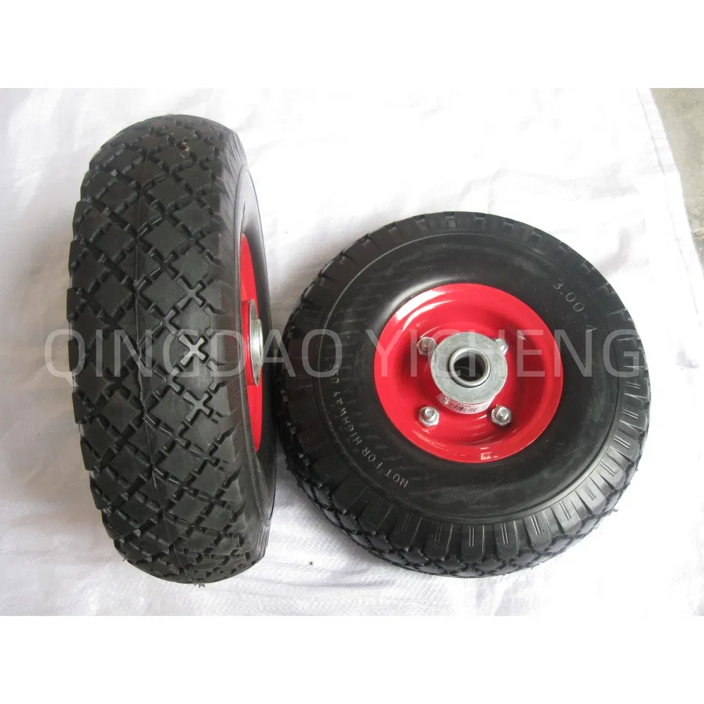 10X3.00-4 Solid PU Foam Wheel Flat Wheel Tires for Utility Equipment Hand Truck