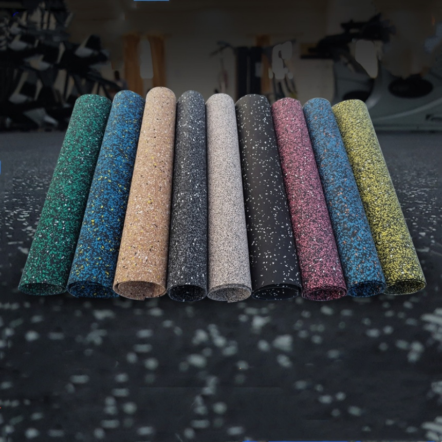 Cheap Price Black+EPDM Speckles Gym Rubber Flooring Roll for Gym