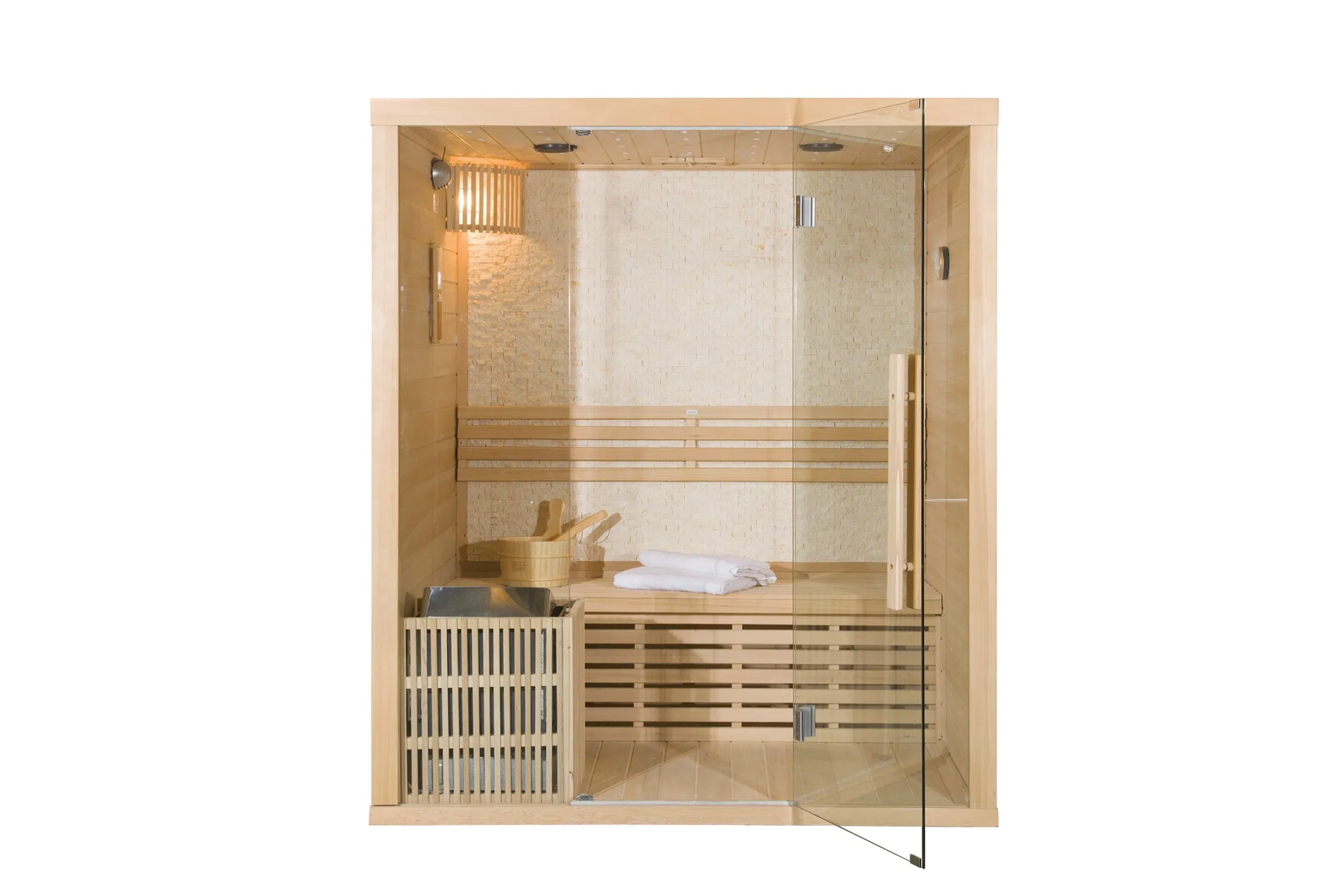 Финская сауна с паром и взрывобезопасным светом