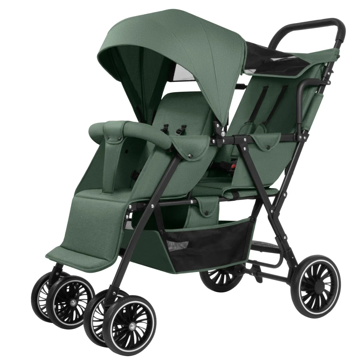 Twin Stroller Lightweight Foldable, Front and Back Seat, 5-Point Harness & All-Terrain Wheels for Infant and Baby
