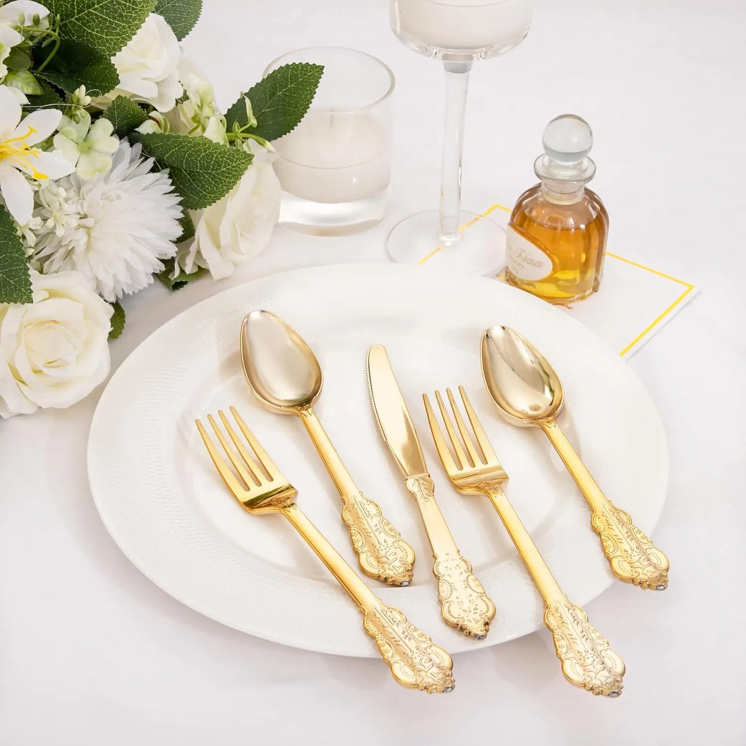 Elegant Premium Gold Disposable Cutlery Set for Events