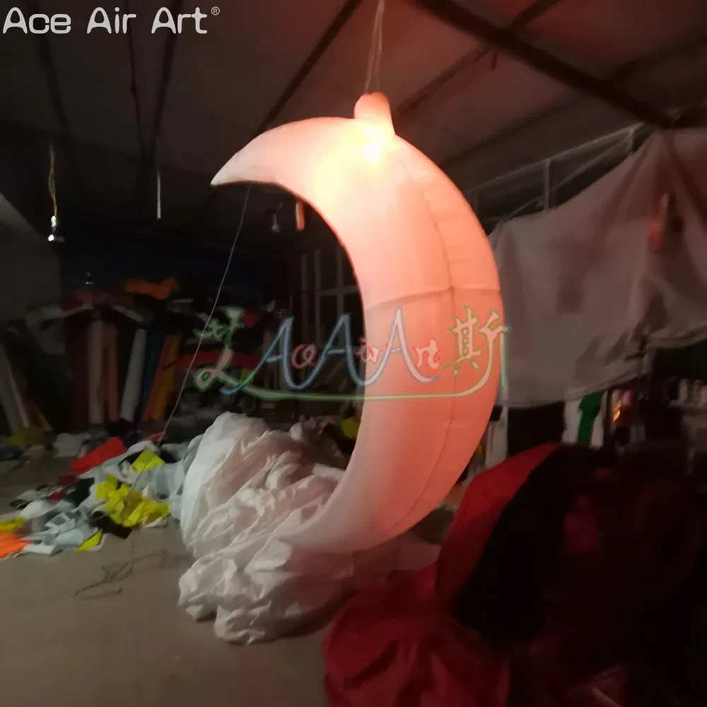 2mh or Custom Party Decoration Inflatable Crescent Moon LED Lighting Air Luna Balloons Ceiling Moons for Stage/Event/Wedding