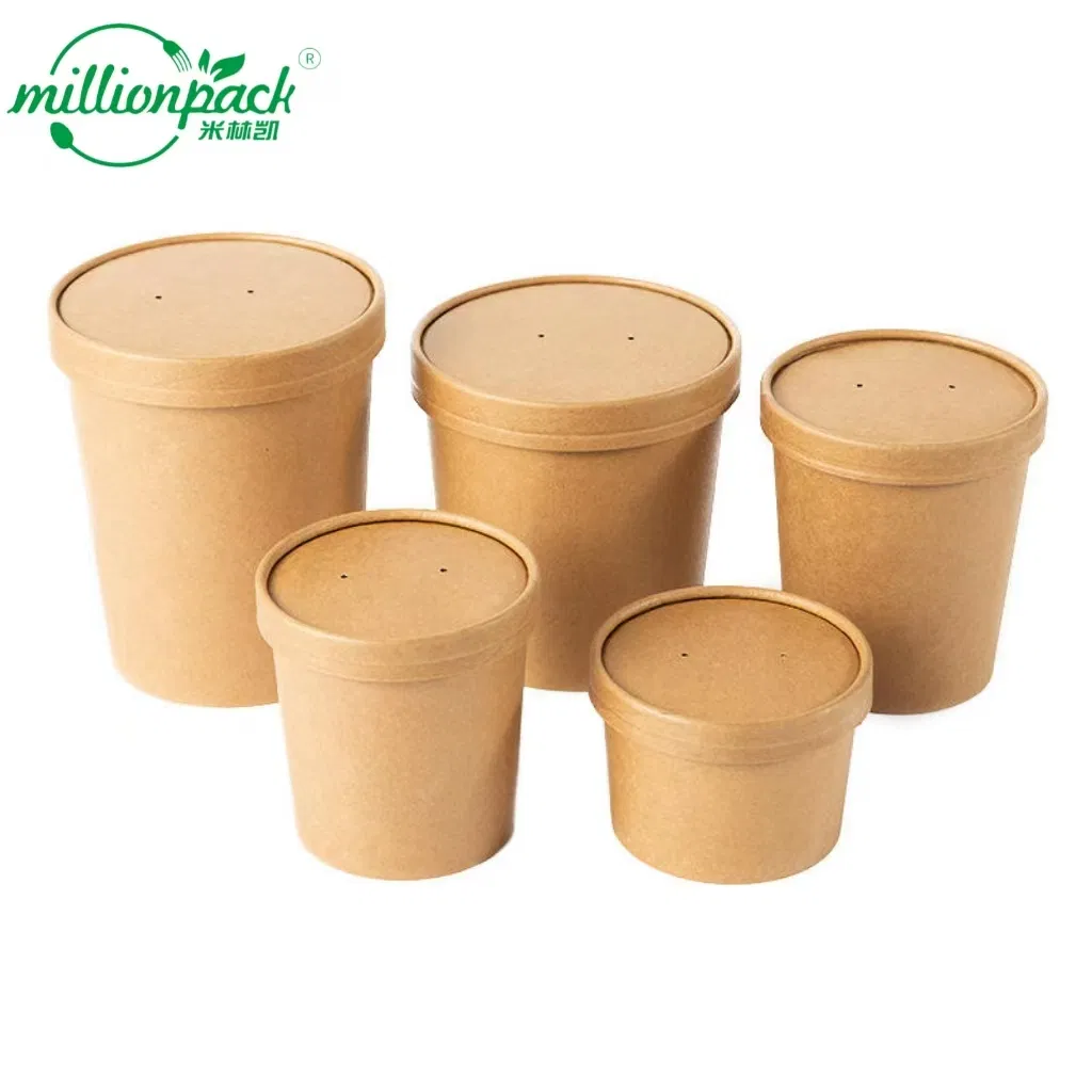 Disposable Kraft Soup Bowl with Heat Resistant Double Wall