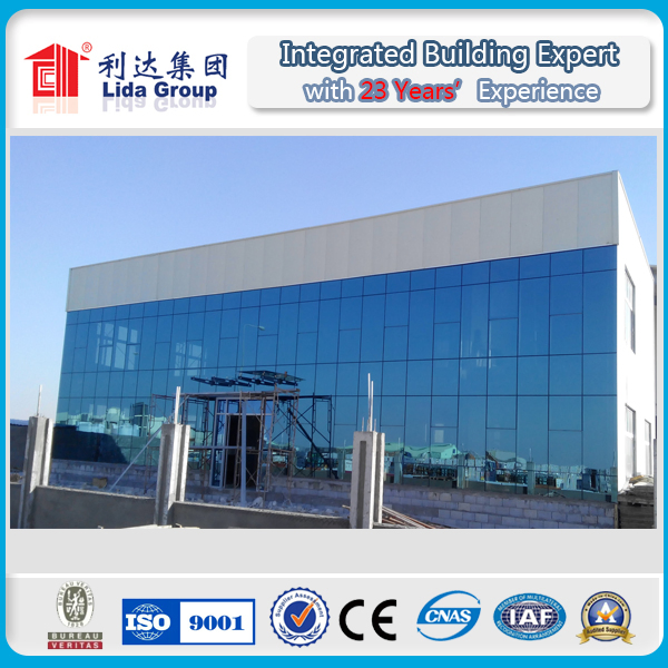 Glass Curtain Wall Three Floor Prefab Steel Structure Shopping Mall
