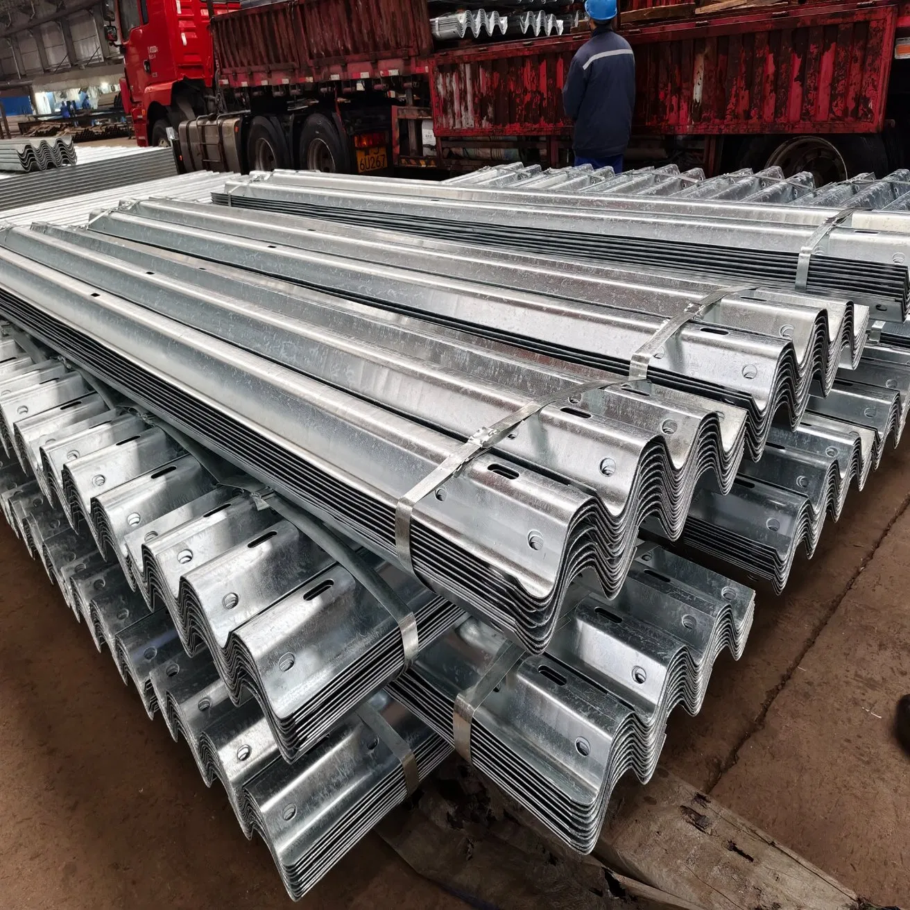 Hot Dipped Galvanized Steel Bridge River Road Traffic Barrier Aashto M180 Highway Two Wave Beam Guardrails