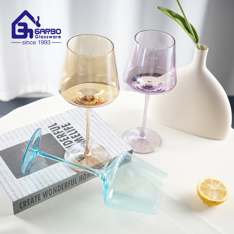 Handmade Craft Elegant 410ml 14.5oz Wine Glass Cup with Stem Colored Wine Glass Goblet