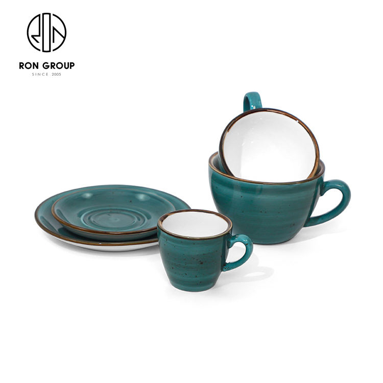 Wholesale Vintage Retro Restaurant Coffee Shop Cafe Ceramic Porcelain Cappuccino Water Tea Mug Commercial Cup