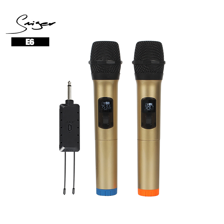 Smiger Universal Wireless Microphone Portable Rechargeable Wireless Hand-Held Microphone with Receiver E6