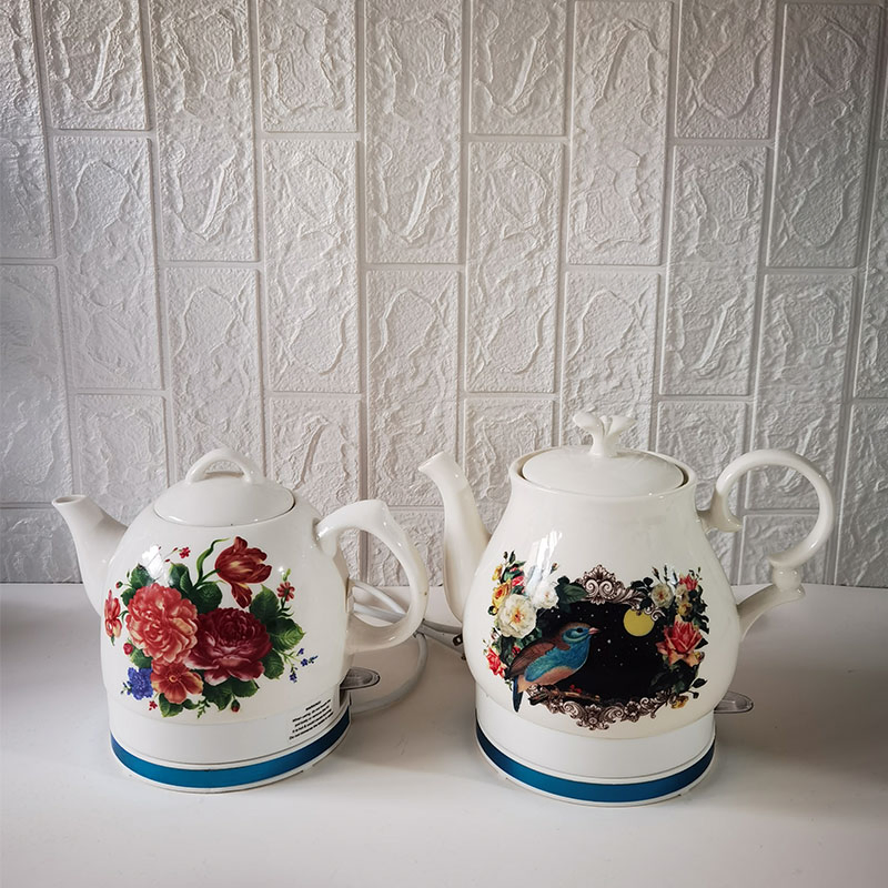 1.0L 1.2L 1.5L Floral Design High Quality Ceramic Body Cordless Teapot Electric Kettle From Chinese Manufacture