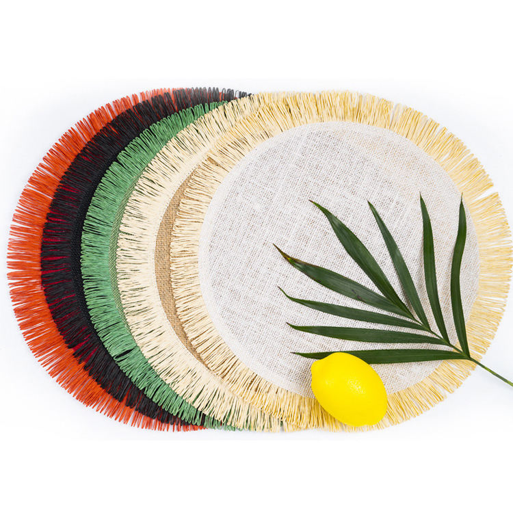 Natural Color Jute Placemat New Design Dinner Set Round Wholesale Placemat Fringe Table Place Mat