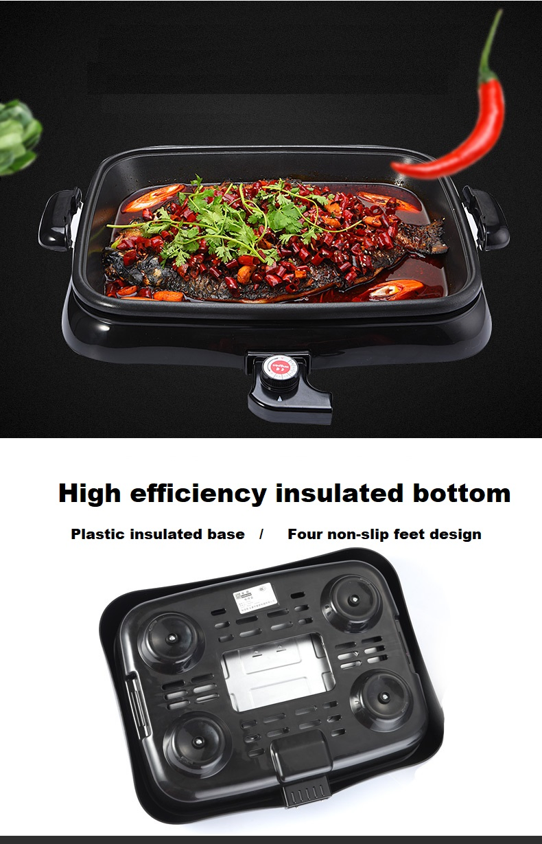 Non-Stick Baking Pan Household BBQ Smokeless Electric Grill Pan 40cm