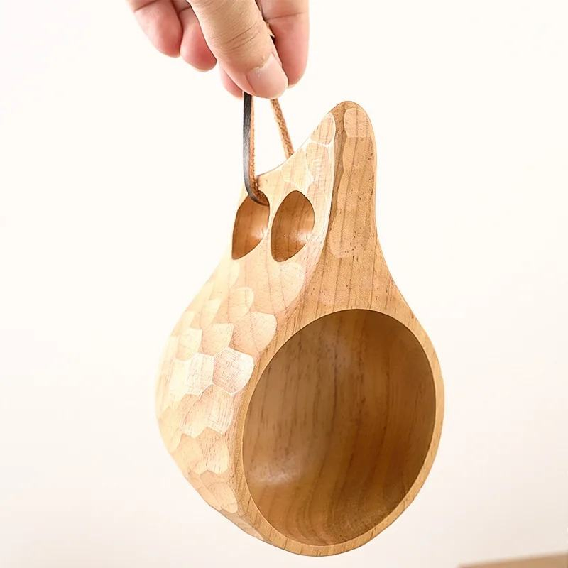 Premium Handmade Rubber Wood Camping Mug Set for Coffee