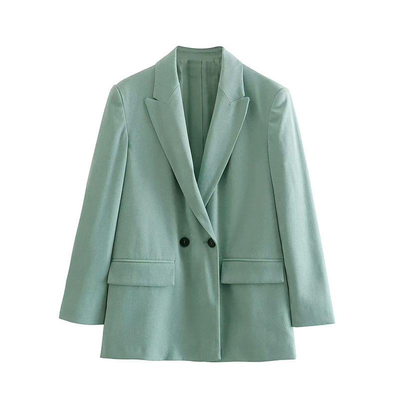 Жакет женский осенний двубортный короткий с декоративными карманами