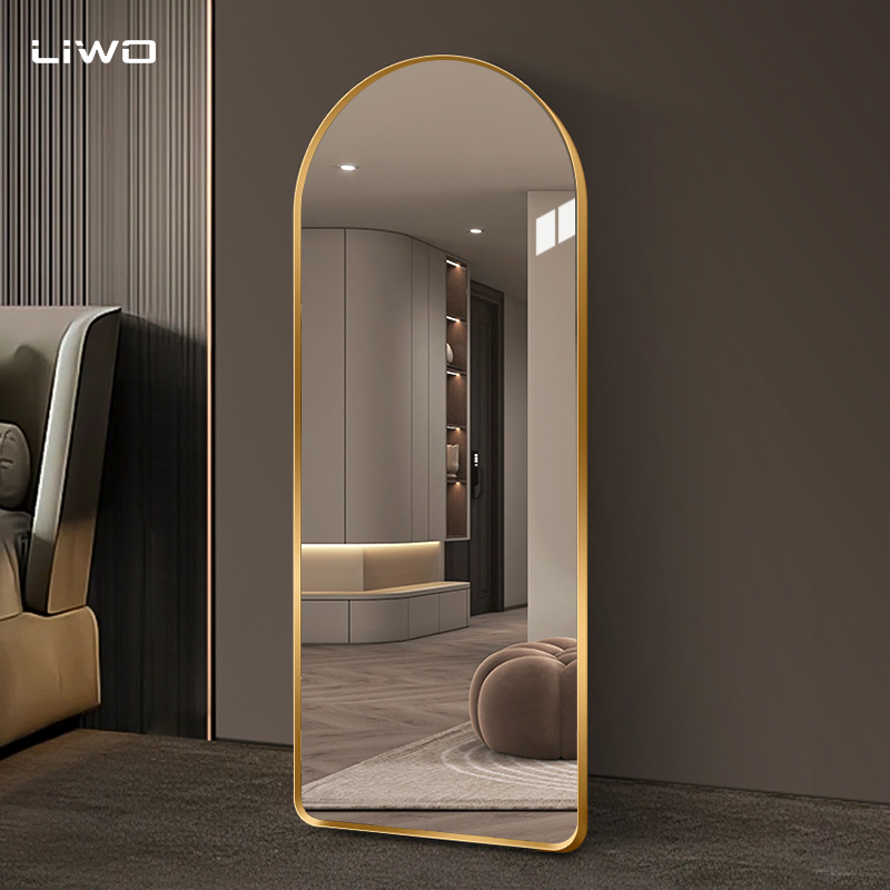 High Definition Vanity Mirror Different Sizes Wall-Mounted Arched Full-Length Vanity Clothing Mirror with Aluminum Frame Living Room Furniture