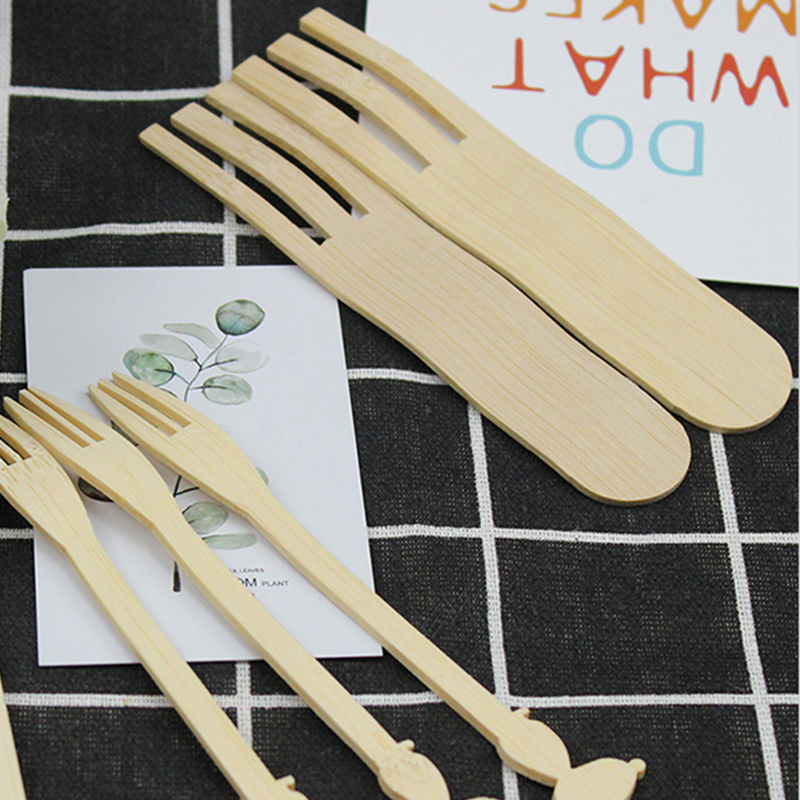 Disposable Biodegradable Natural Bamboo Tableware Party Bamboo Cake Fork for Dessert
