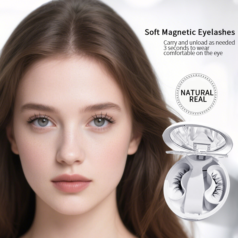 New Natural Lightweight Soft Magnetic Eyelash Kit Easy-to-Wear Tweezers Waterproof Vegan Lashes Last 2 Months Natural Look